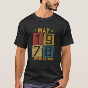 T-shirt 44E Anniversaire vintage Mai 1978 Né En 1978 44 An