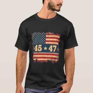 T-shirt 45 47 Drapeau Vintage américain du président Trump