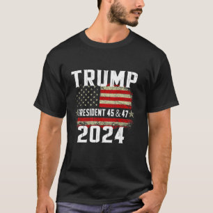 T-shirt 45 47 Trump 2024 - Chemise du drapeau américain