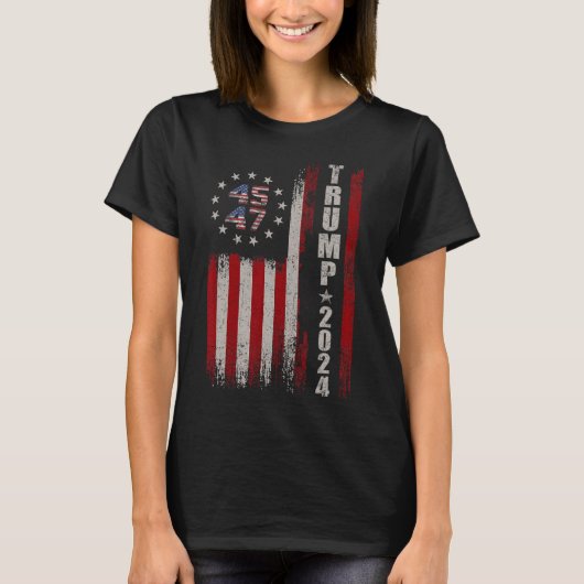 T-shirt 45 47 Trump 2024 - Drapeau américain (Devant)