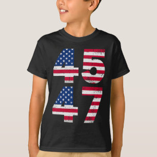 T-shirt 45 47 Trump Président américain Vintage Drapeau am