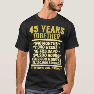 T-shirt 45 Anniversaire 45e Mariage Couples Cadeaux