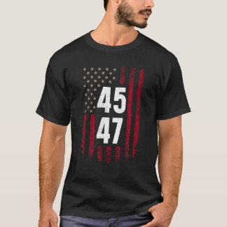 T-shirt 45 et 47 Trump 2024 Trendy Patriotic American Fla