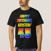 T-shirt 45e anniversaire — Bold, Fun, Rainbow 45, Nom pers (Devant)