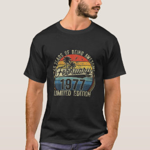 T-shirt 45E Anniversaire Cadeau Retro Février 1977 45 Ans