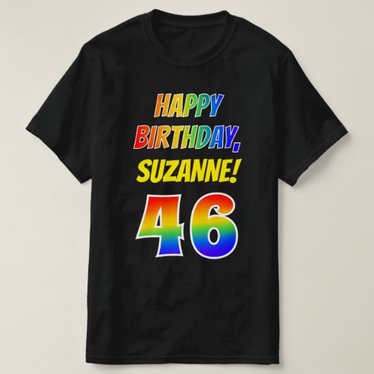 T-shirt 46e anniversaire — Bold, Fun, Rainbow 46, Nom pers (Design devant)
