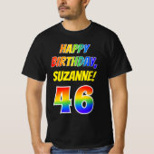 T-shirt 46e anniversaire — Bold, Fun, Rainbow 46, Nom pers (Devant)