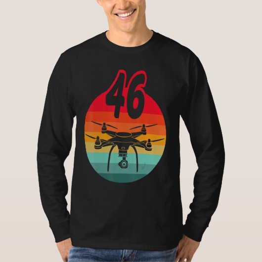 T-shirt 46e Anniversaire I Télécommande Rétro Drones Avec  (Devant)