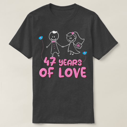 T-shirt 47 Ans D'Amour Couples 47e Anniversaire Mariage (Design devant)