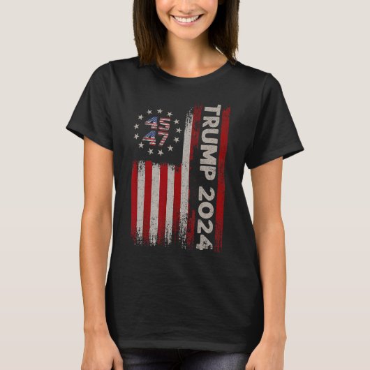 T-shirt 47 Élection du drapeau américain Donald Trump 2024 (Devant)