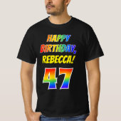 T-shirt 47e anniversaire — Bold, Fun, Rainbow 47, Nom pers (Devant)