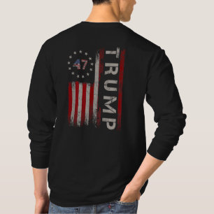 T-shirt 47e Président Donald Trump 47 États-Unis Drapeau a