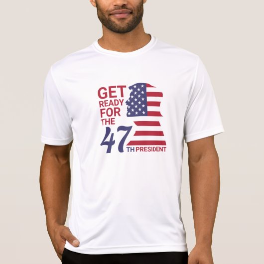 T-shirt 47e Président, Drapeau américain de Trump (Devant)