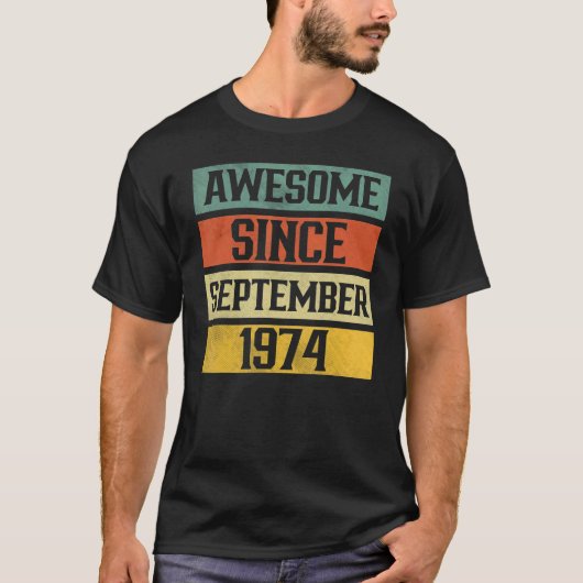 T-shirt 48 Ans Awesome Depuis Septembre 1974 48th 7 (Devant)