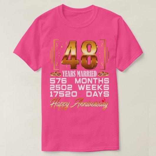 T-shirt 48 ans mariés Funny 48e anniversaire de Mariage (Design devant)