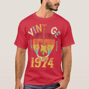 T-shirt 48 ansVieux Vintage 1974 Onglet de guitare 48e ann