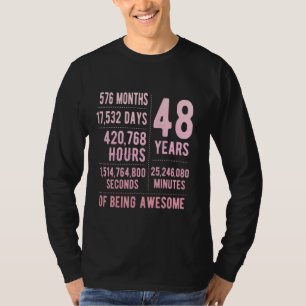 T-shirt 48e anniversaire Hommes Femmes Drôle 48 ans