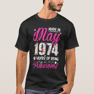 T-shirt 48e anniversaire stupéfiant depuis mai 1974 Floral