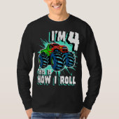 T-shirt 4 An Boy Monster Truck Anniversaire fête 4th Bo (Devant)