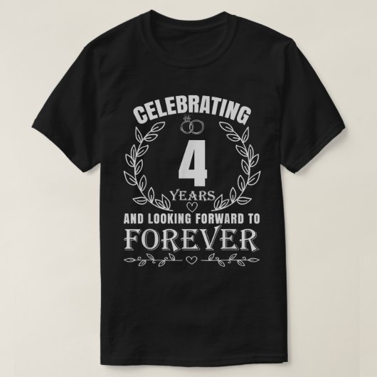 T-shirt 4° anniversaire du Mariage mignon pour les couples (Design devant)