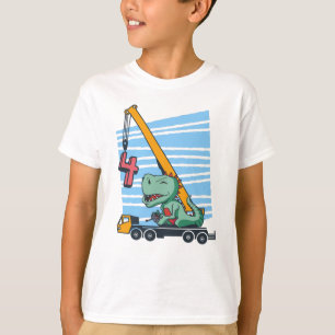 T-shirt 4 ans 4Anniversaire grue mobile Dinosaur