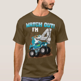 T-shirt 4 Ans 4Anniversaire Shark Boy Girl Monster Tr