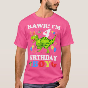 T-shirt 4 Ans 4E Anniversaire Garçon T Rex Dinosaur