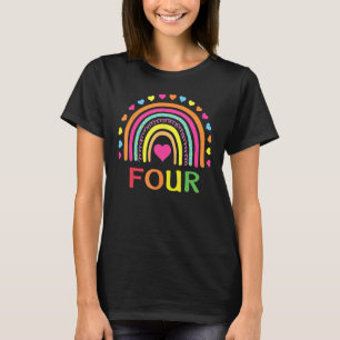 T-shirt 4 Ans Arc-en-ciel 4e Anniversaire Cadeau Pour Fill