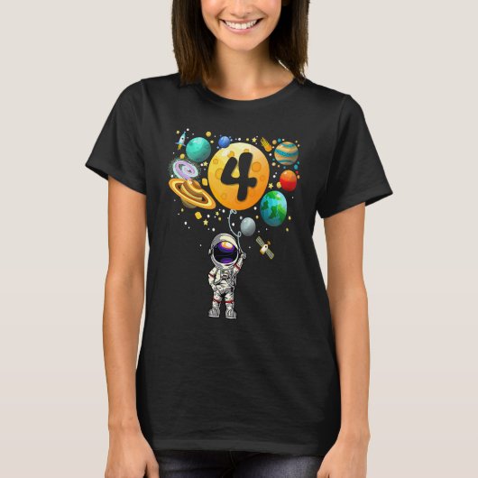 T-shirt 4 Ans Astronaut Spaceman Galaxy Funny Birthy (Devant)