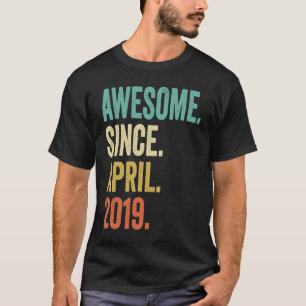 T-shirt 4 Ans Awesome Depuis Avril 2019 4e Anniversaire