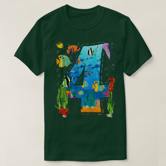 T-shirt 4 Ans Boy Ocean Aquarium 4ème Anniversaire S (Design devant)