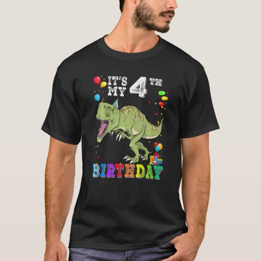 T-shirt 4 ans C'est mon 4e anniversaire Dinosaur Rex (Devant)