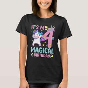 T-shirt 4 Ans C'est mon 4ème Anniversaire Magique Unicorn