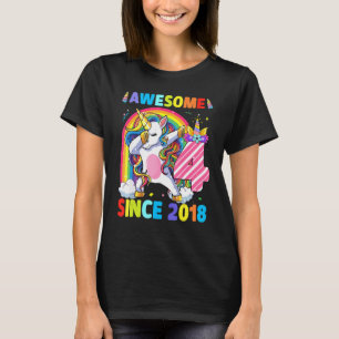 T-shirt 4 Ans Dabbing Unicorn 4e Anniversaire Girl Part