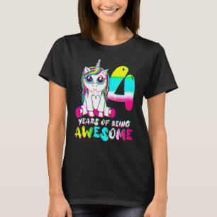 T-shirt 4 Ans fille mignonne Unicorn 4e Anniversaire Class