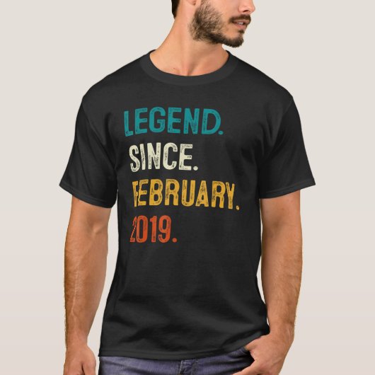 T-shirt 4 Ans Légende Cadeau Depuis Février 2019 4e Bi (Devant)