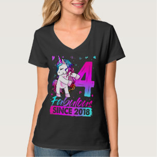 T-shirt 4 Ans Unicorne Flossant 4e Anniversaire Girl Uni