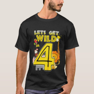 T-shirt 4 Ans Zoo Animaux Safari 4e Anniversaire Garçons G