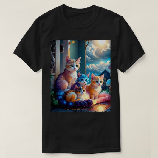 T-shirt 4 chatons posant (Design devant)