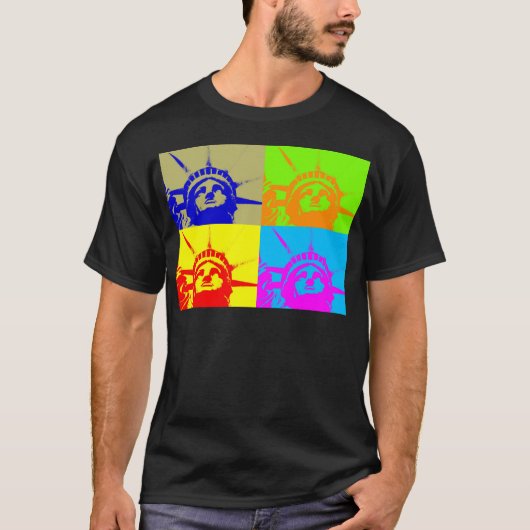 T-shirt 4 Couleur Pop Art Lady Liberty (Devant)