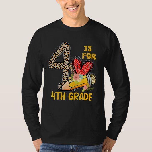 T-shirt 4 est pour léopard d'appréciation de 4e année Reto (Devant)
