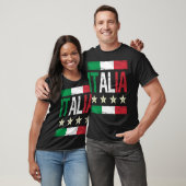 T-shirt 4 étoiles Italia avec drapeau italien rétro en dét (Unisexe)