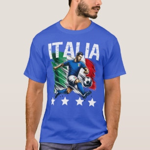 T-shirt 4 étoiles Italia avec drapeau italien rétro en dét