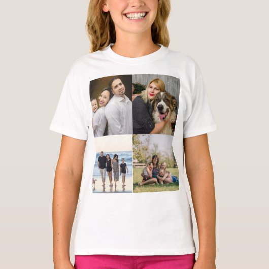 T-shirt 4 Family Photo Collage Custom (Devant)