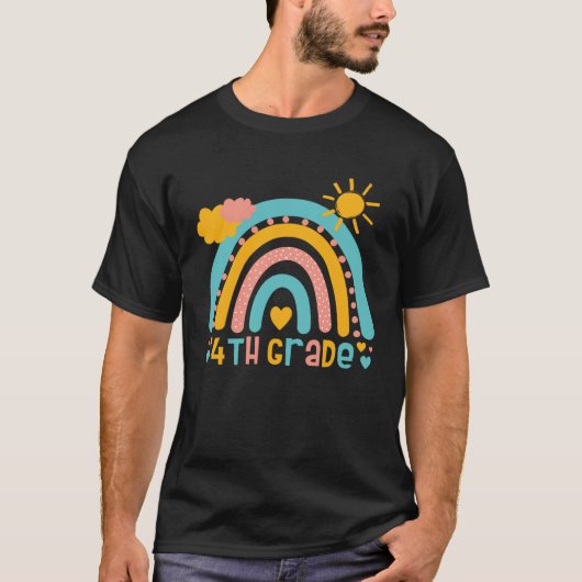 T-shirt 4 Grade rainbow four grader class back to school (Devant)