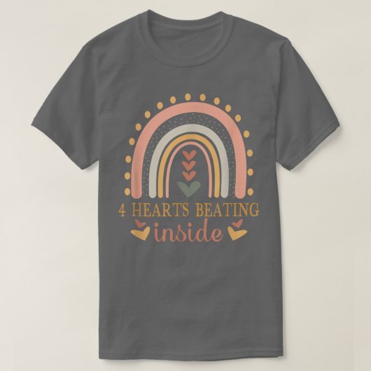 T-shirt 4 Hearts Beating Inside, Triplet Pregnancy Announc (Design devant)