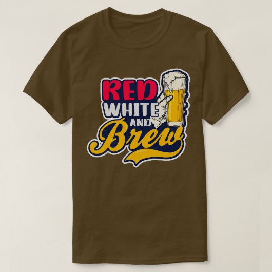 T-shirt 4 juillet 2021 Bière brune blanche rouge (Design devant)