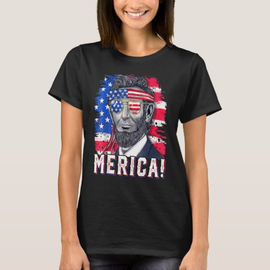 T-shirt 4 juillet Abraham Lincoln Lunettes de soleil Ameri (Devant)
