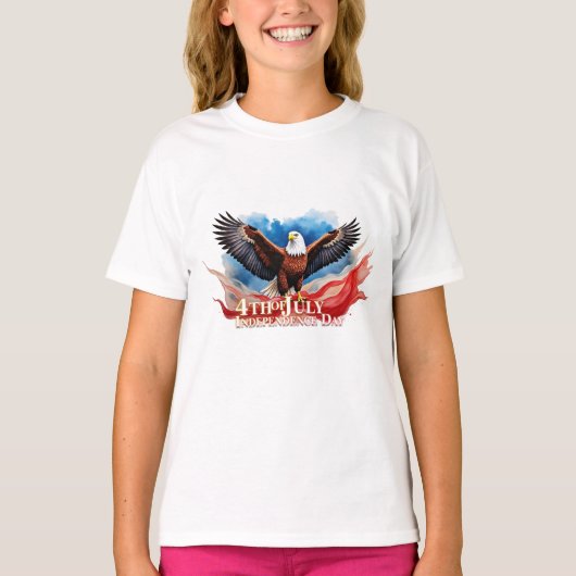 T-shirt 4 juillet Aigle – Conception d'art patriotique (Devant)