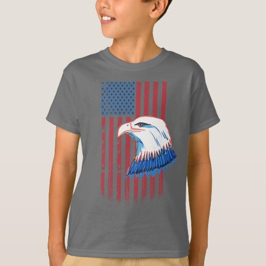 T-shirt 4 juillet Aigle et drapeau (Devant)